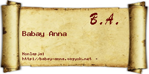 Babay Anna névjegykártya